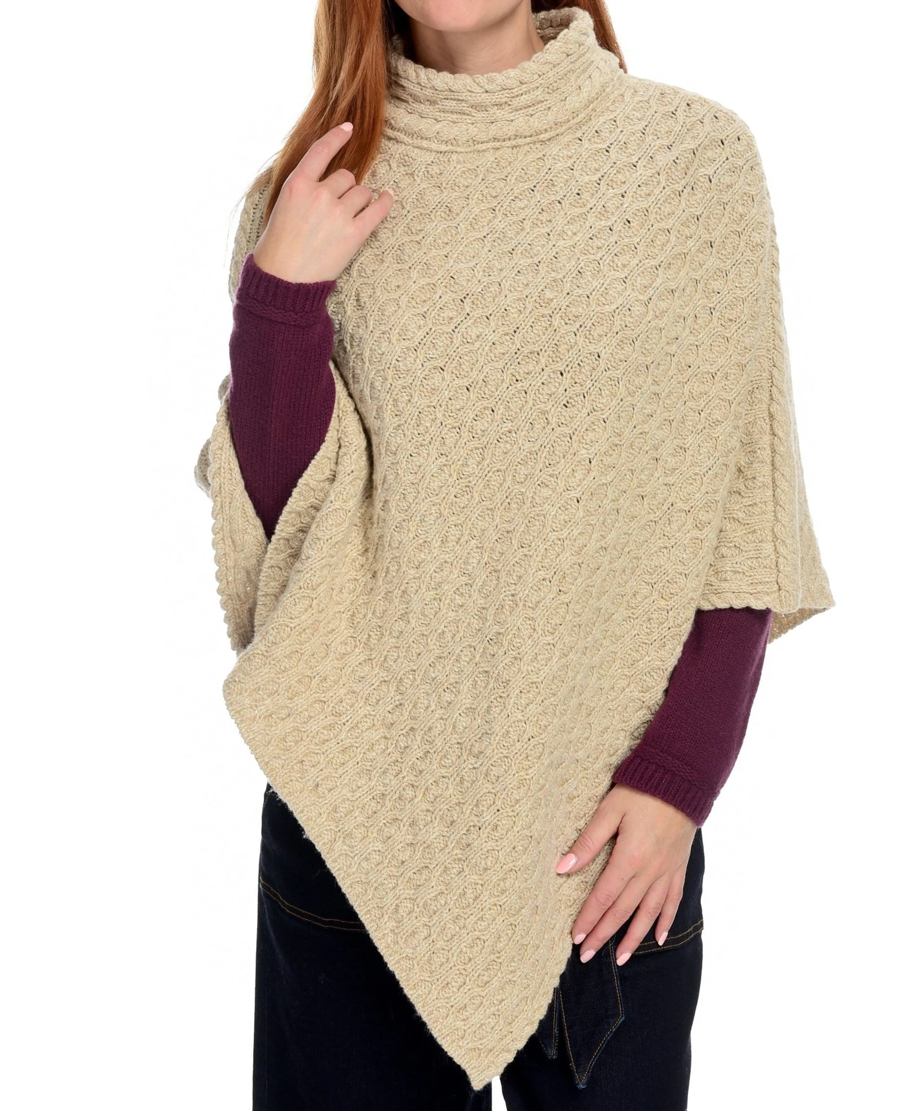 Sale Irelandseye Newport High Neck Cable Poncho Women Tops