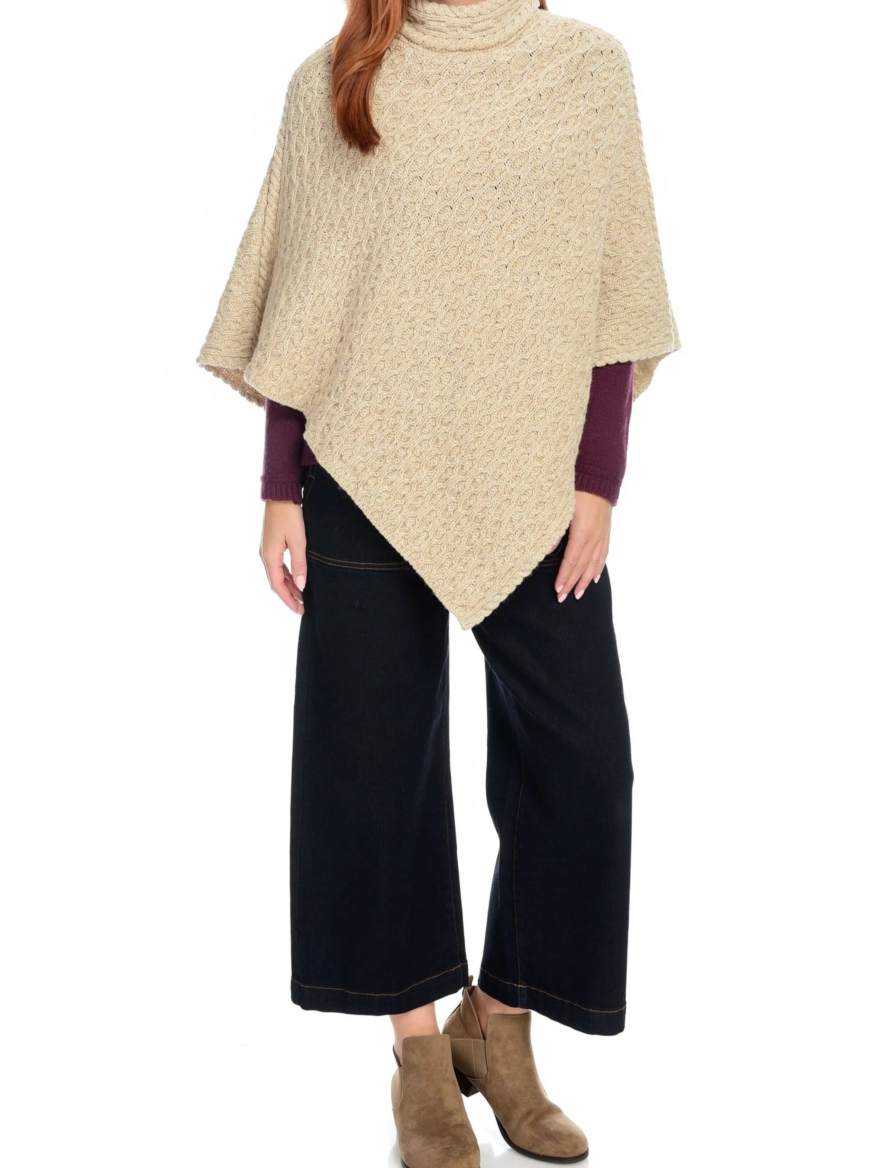 Sale Irelandseye Newport High Neck Cable Poncho Women Tops