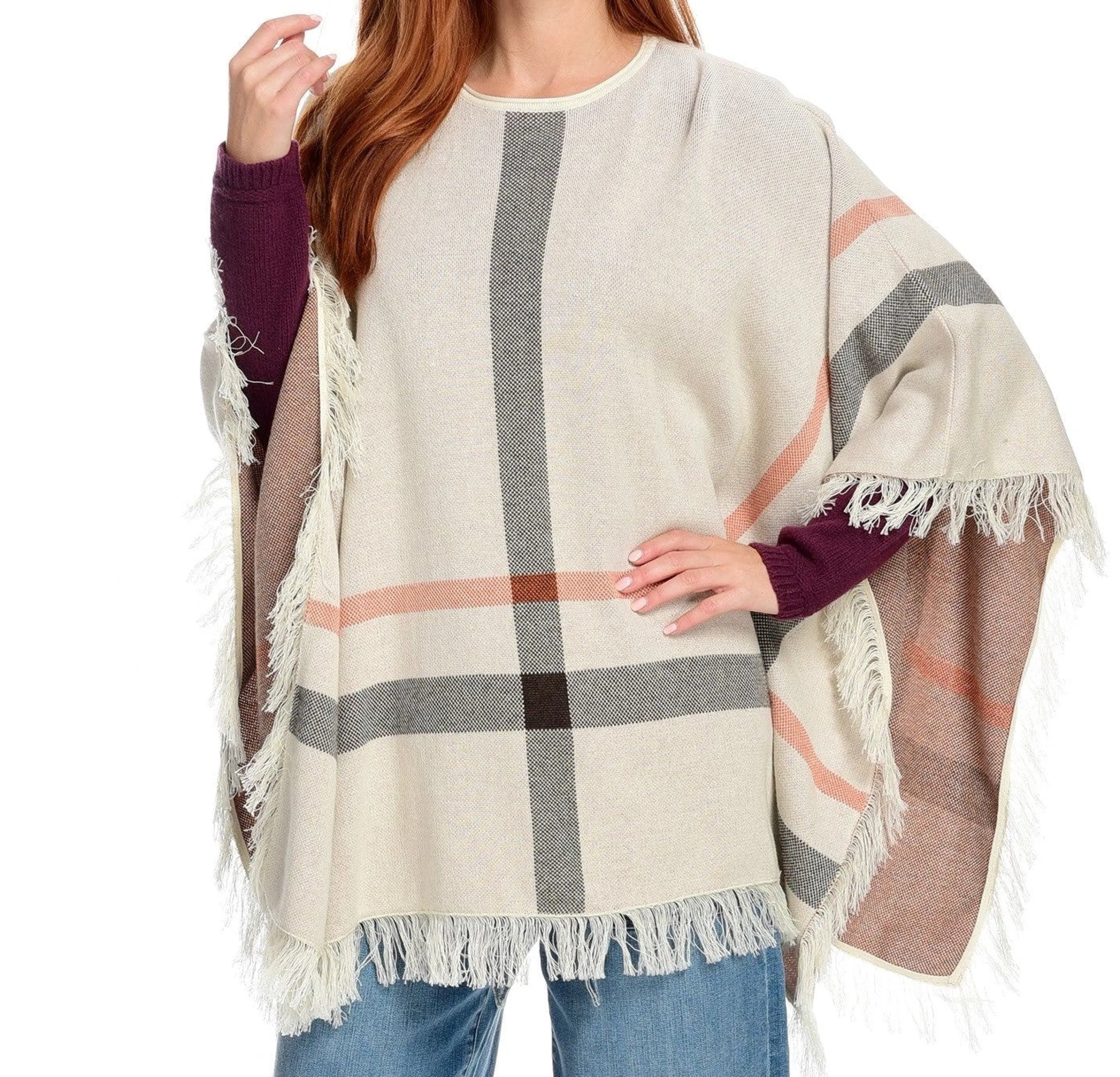 Discount Plaid Poncho By Blue Ladies Women Accessories