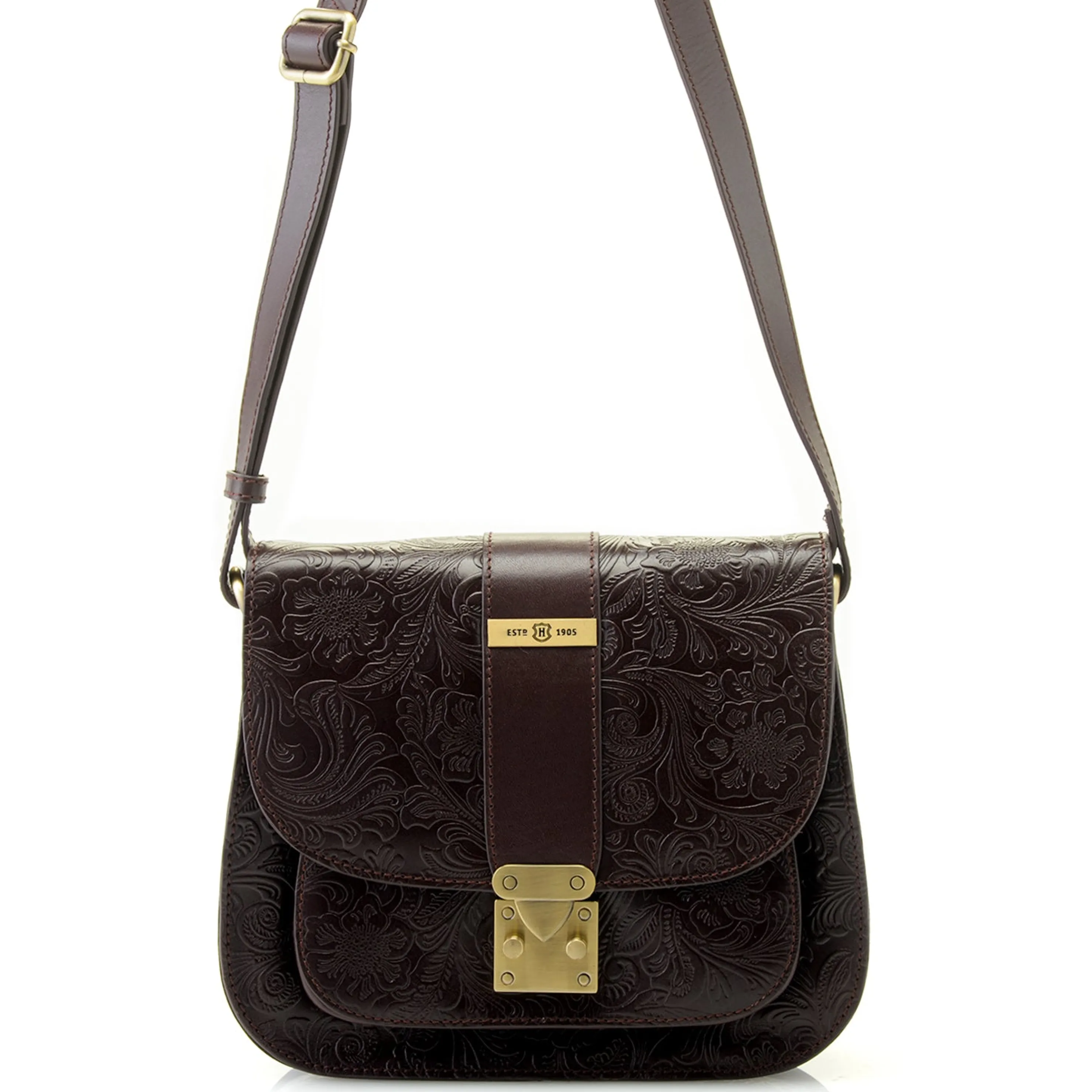 Clearance Reese Tooled Leather Saddle Crossbody Bag Crossbody